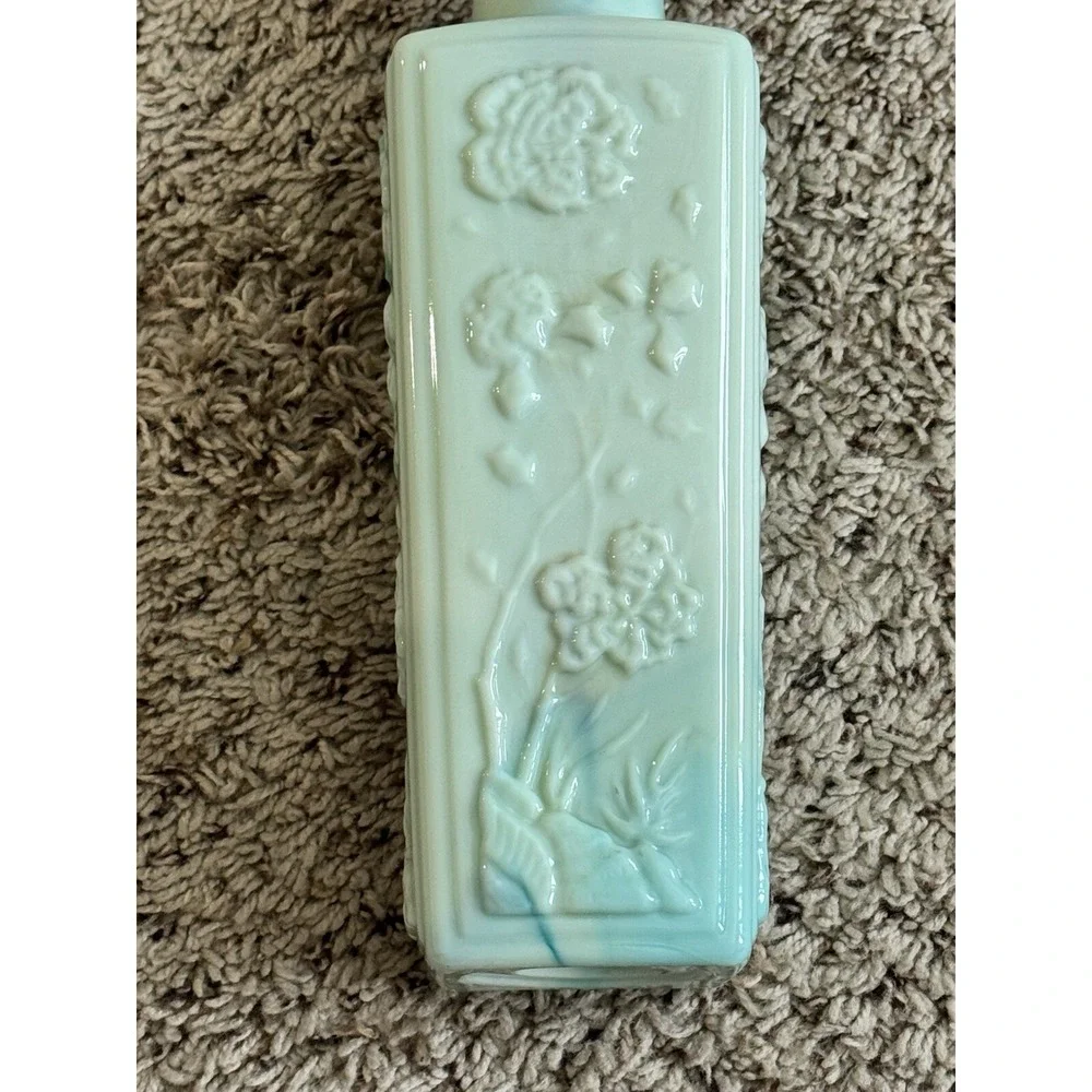 Vtg 1972 Jim Beam Liquor Decanter Jadeite Green Blue Milk Slag Glass‎ Stopper